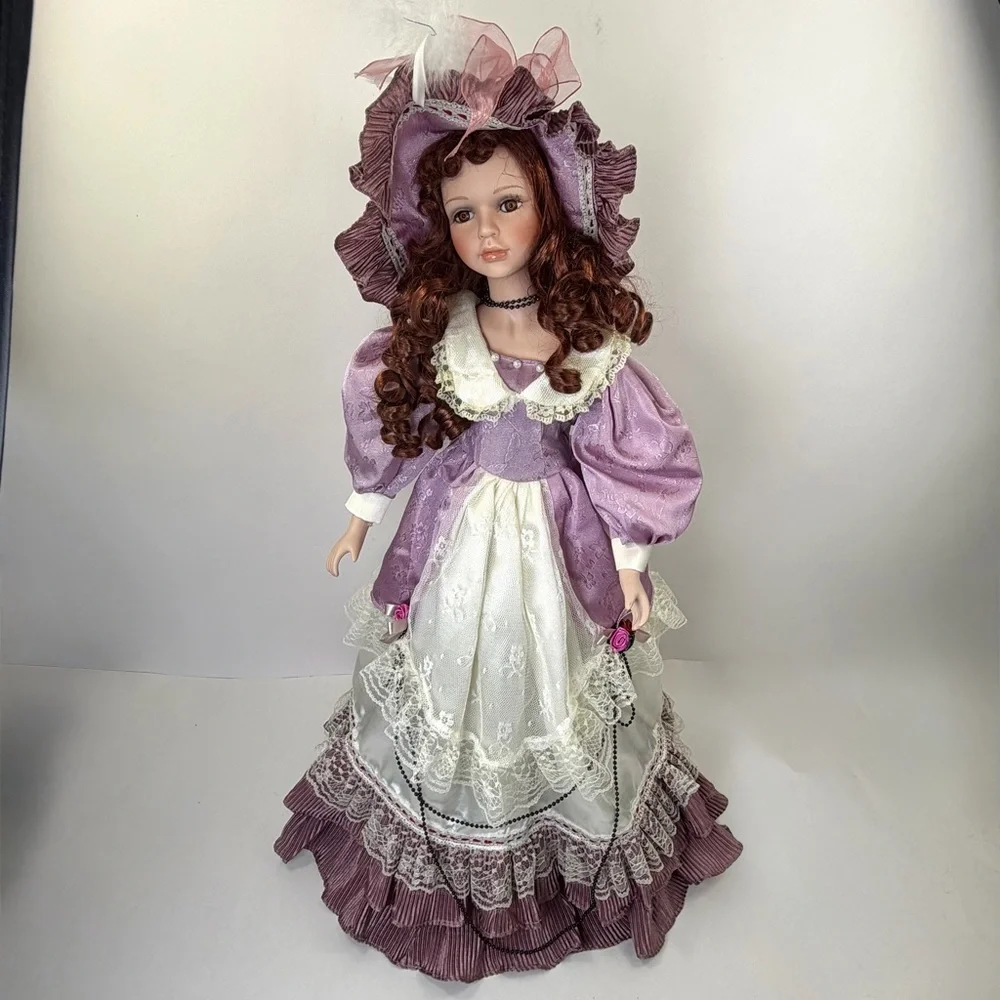 Vintage Style 27” Porcelain Doll Victorian Dress Cottagecore Decor - Picture 2 of 14